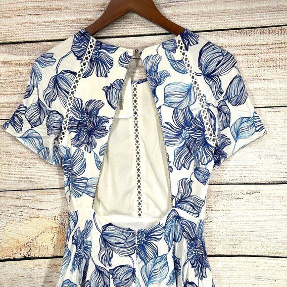 Stylestalker Womens Magnolia Floral Mini Dress Size XS Blue White Open Back NWT - Picture 7 of 15